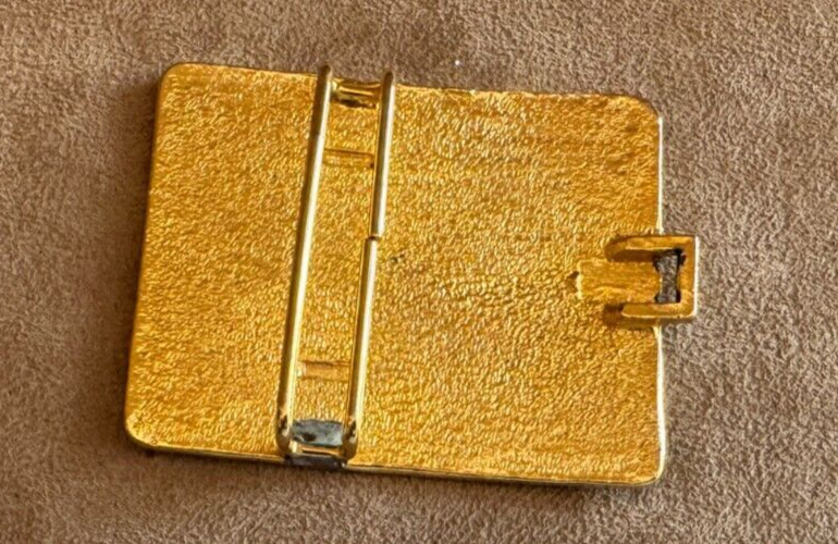 Vintage belt buckle Scroll design Gold Tone 3 inches unisex accessory women men