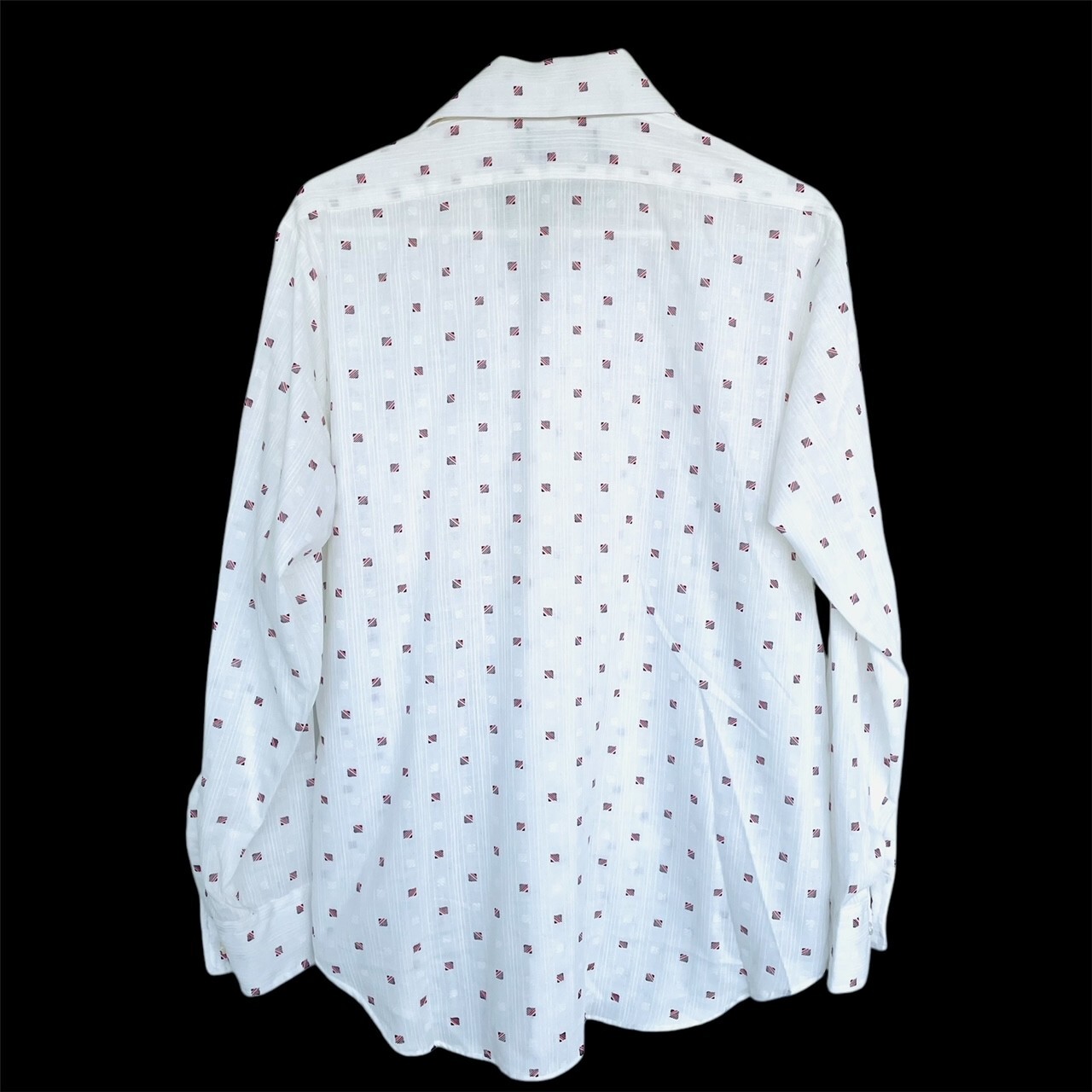 Vtg 60s 70s Dress Ups Polyester Cotton LS Shirt Butterfly Collar Rockabilly