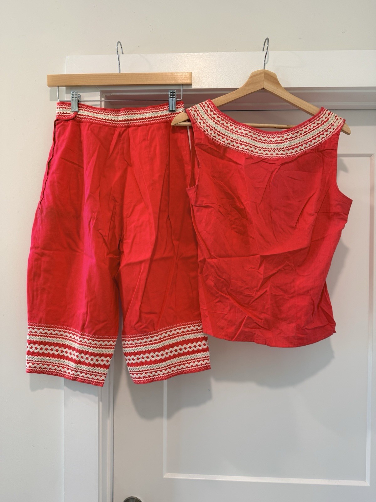 Vintage 40s 50s Patio Shorts & Top Set Western Swing Rockabilly Pink Hollywood
