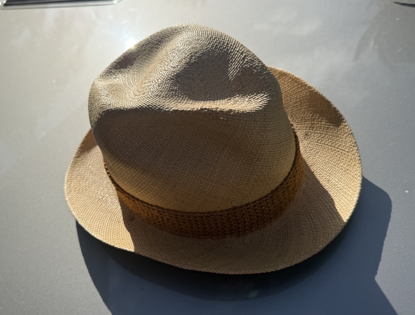 VINTAGE GENUINE PANAMA HAT EQUADOR CLASSIC FEDORA NATURAL COLOR 7 3/8