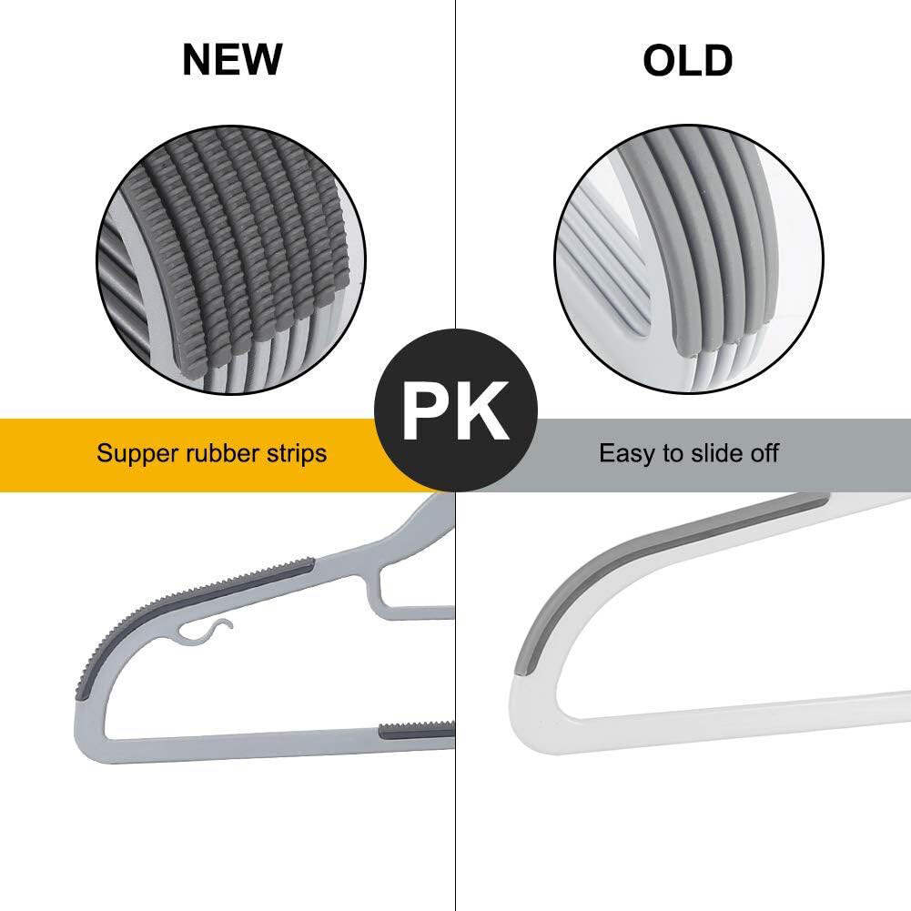 Plastic Hangers Non Slip for Clothes Coat Heavy Duty 360° Swivel Hook Pack of 50