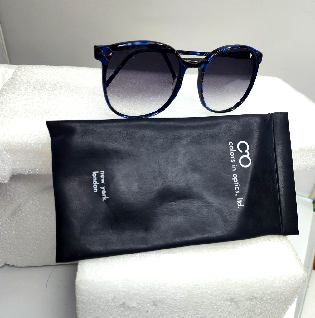 Sanford Hutton Colors In Optics Large Gradient Blue Gold Sunglasses &Case USA