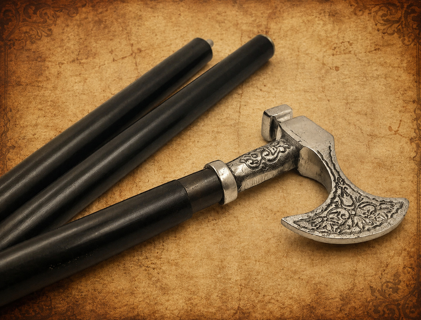 Handmade Walking Stick Wooden Cane Axe Head Handle Victorian Style Viking Gift
