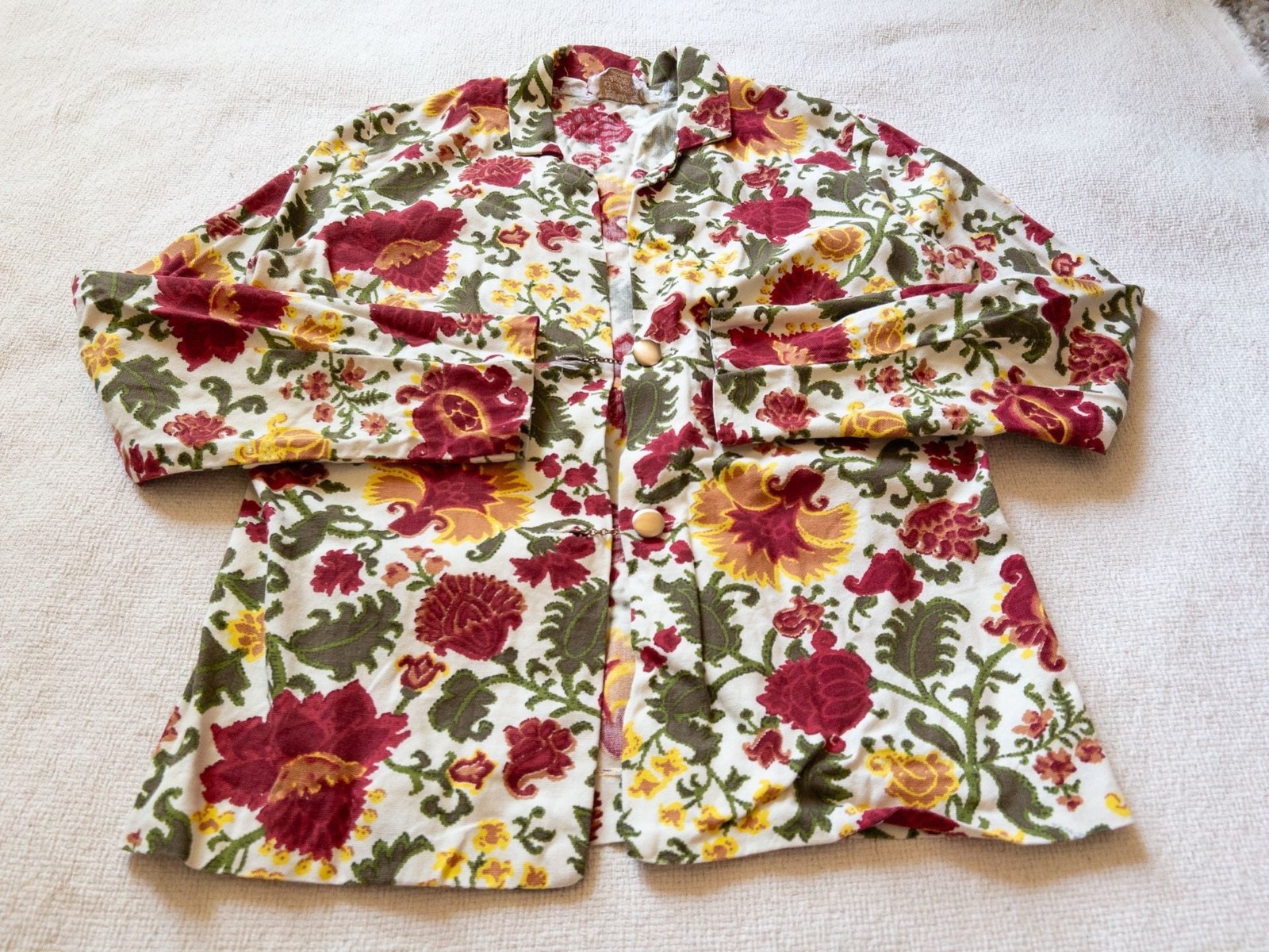 Vtg 1967-69 H Bar C California Ranchwear Floral Shirt Loop Collar Cotton Western