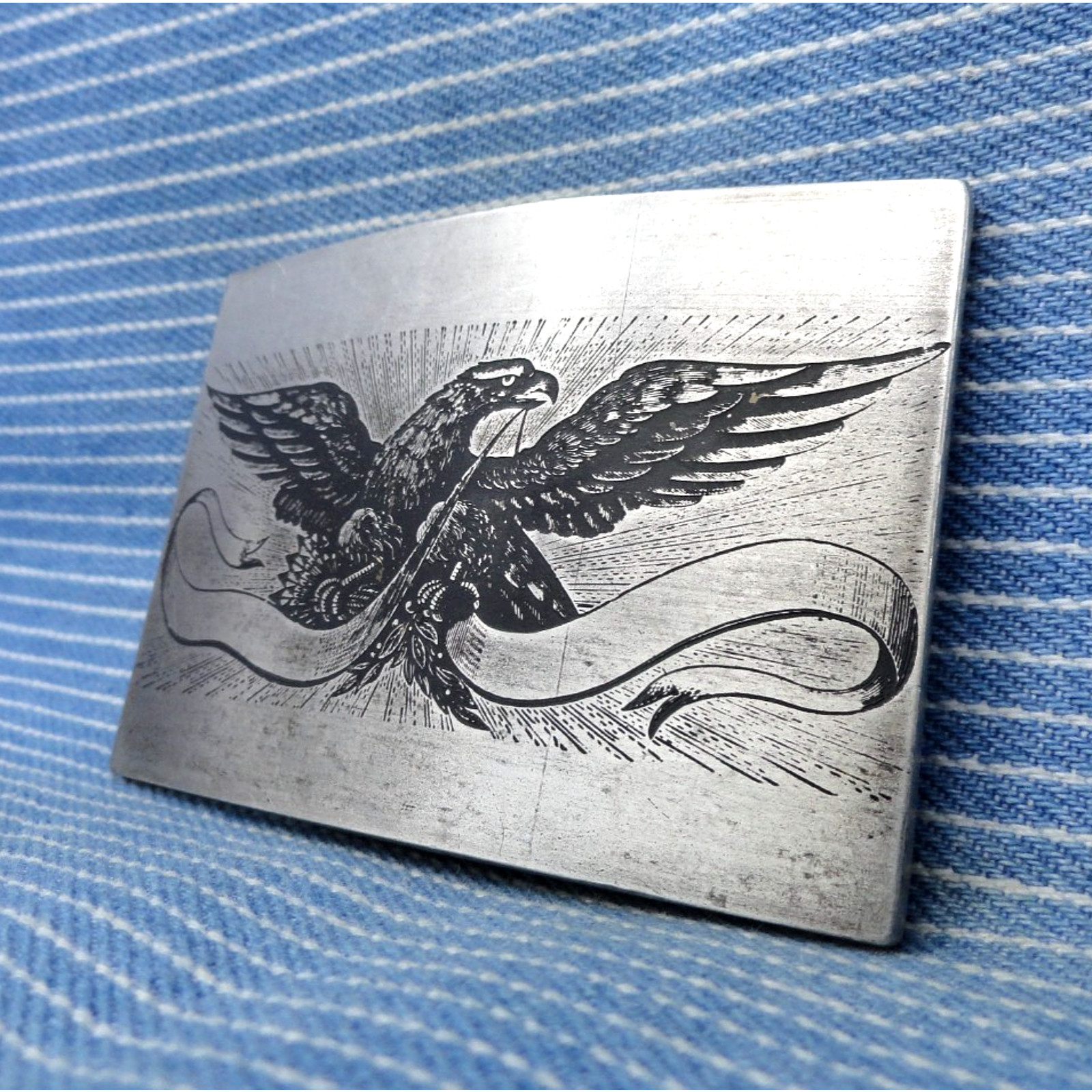 American Patriot Eagle Belt Buckle Freedom Liberty Justice Vtg Artisan .CPA707