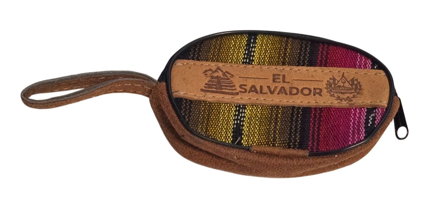 New El Salvador Souvenir Coin Purse Colorful/part Leather Zips