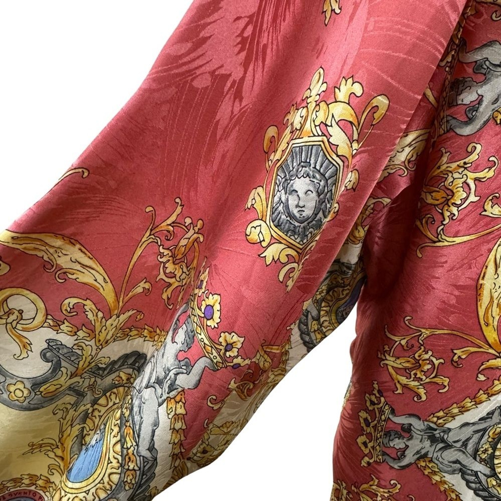 Vintage German Button Down Blouse Versailles Royal Elegant 100% Silk & Acetate
