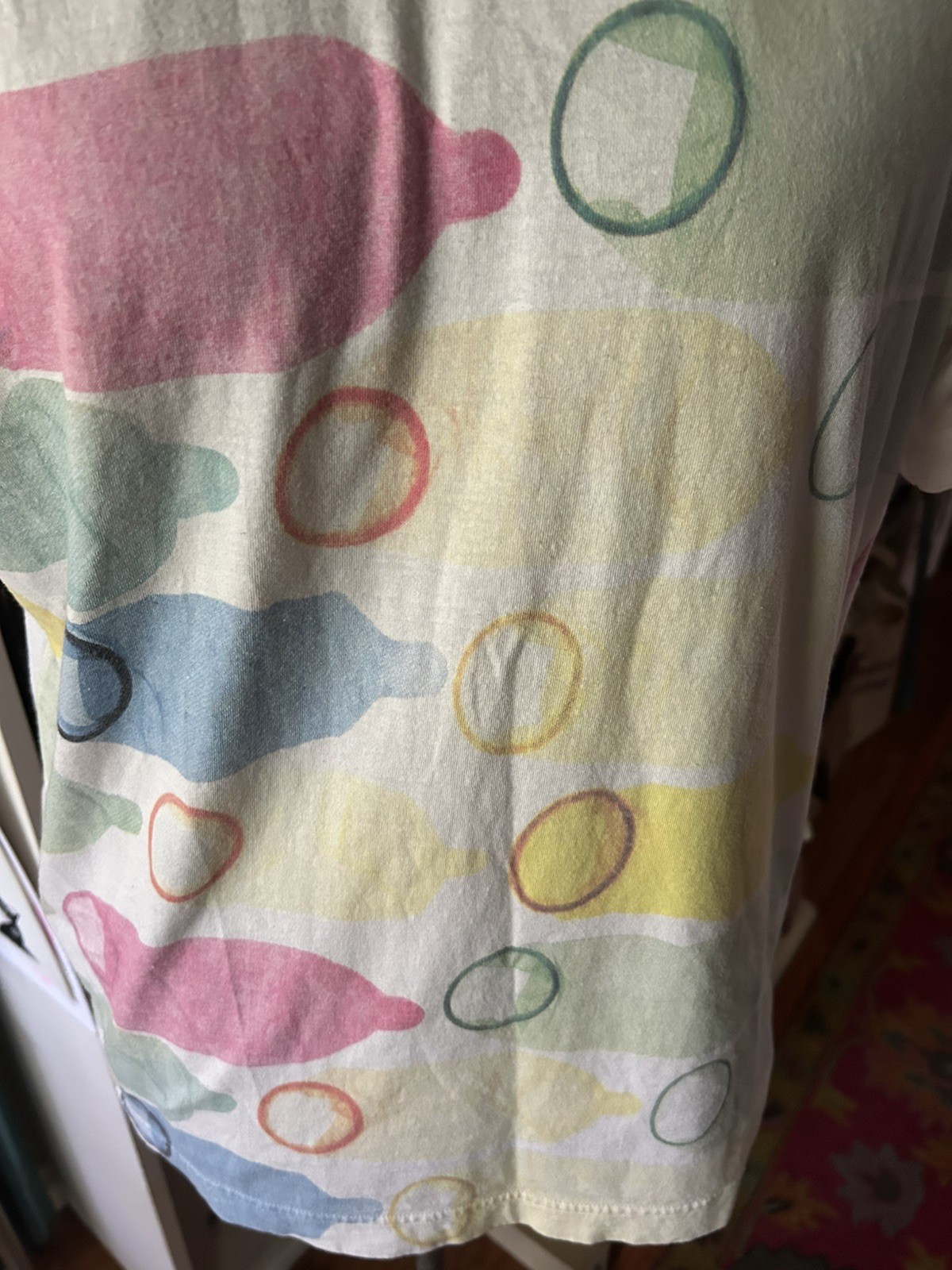 Vintage 90s United Colors of Benetton t shirt safe sex multicolored condoms medi