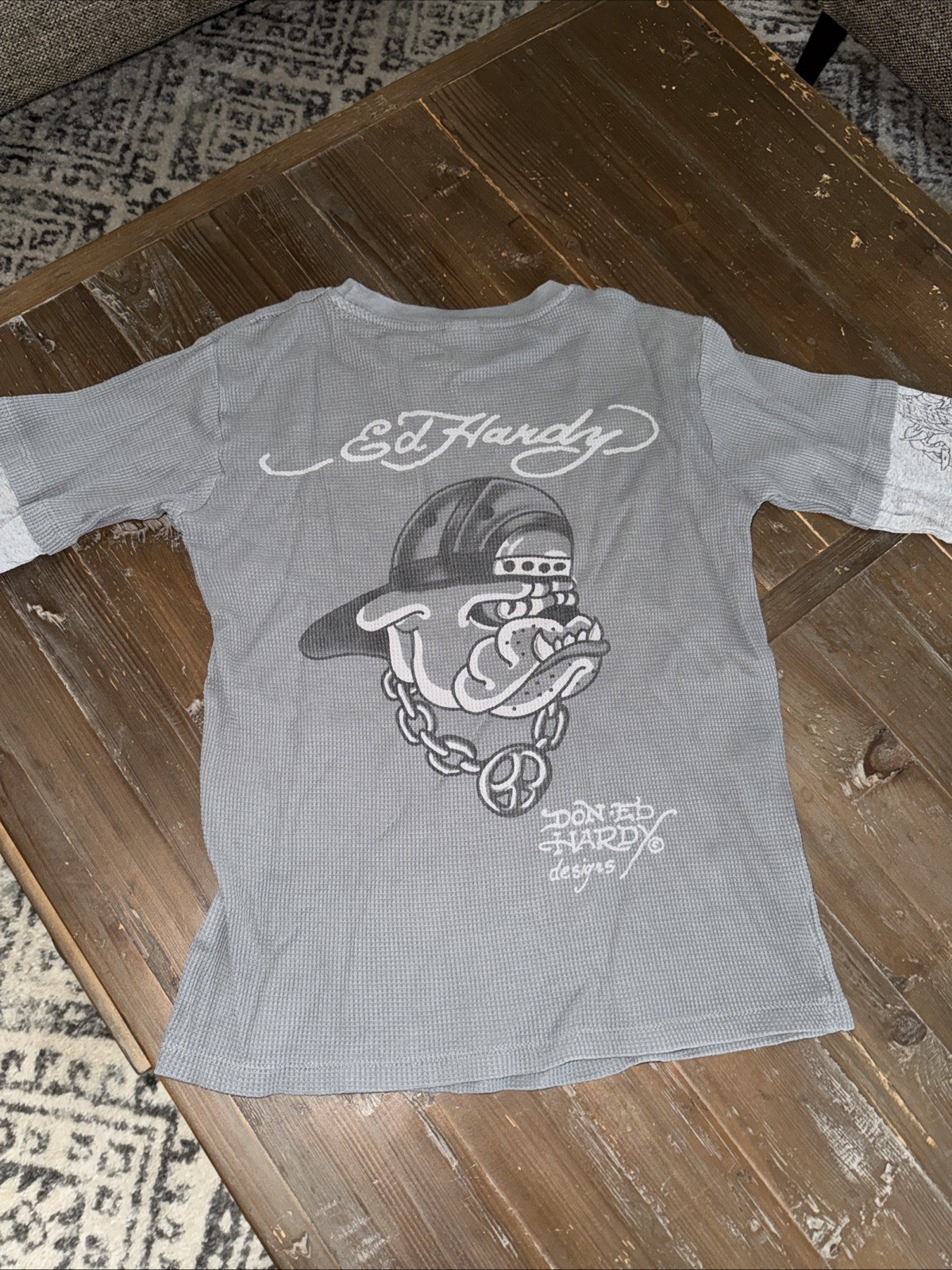 VTG RARE Don ED HARDY KIDS LONG SLEEVE THERMAL SIZE L 2000’s Christian Audigier