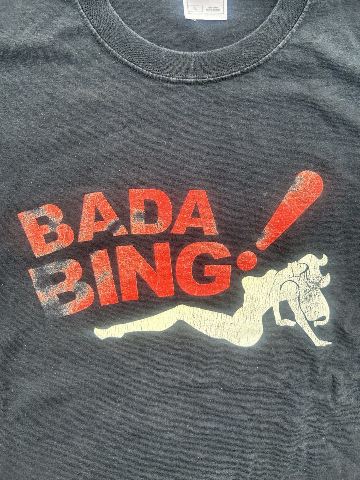 Vintage Bada Bing T Shirt Mens L Black Sopranos Style Strip Club Graphic Tee