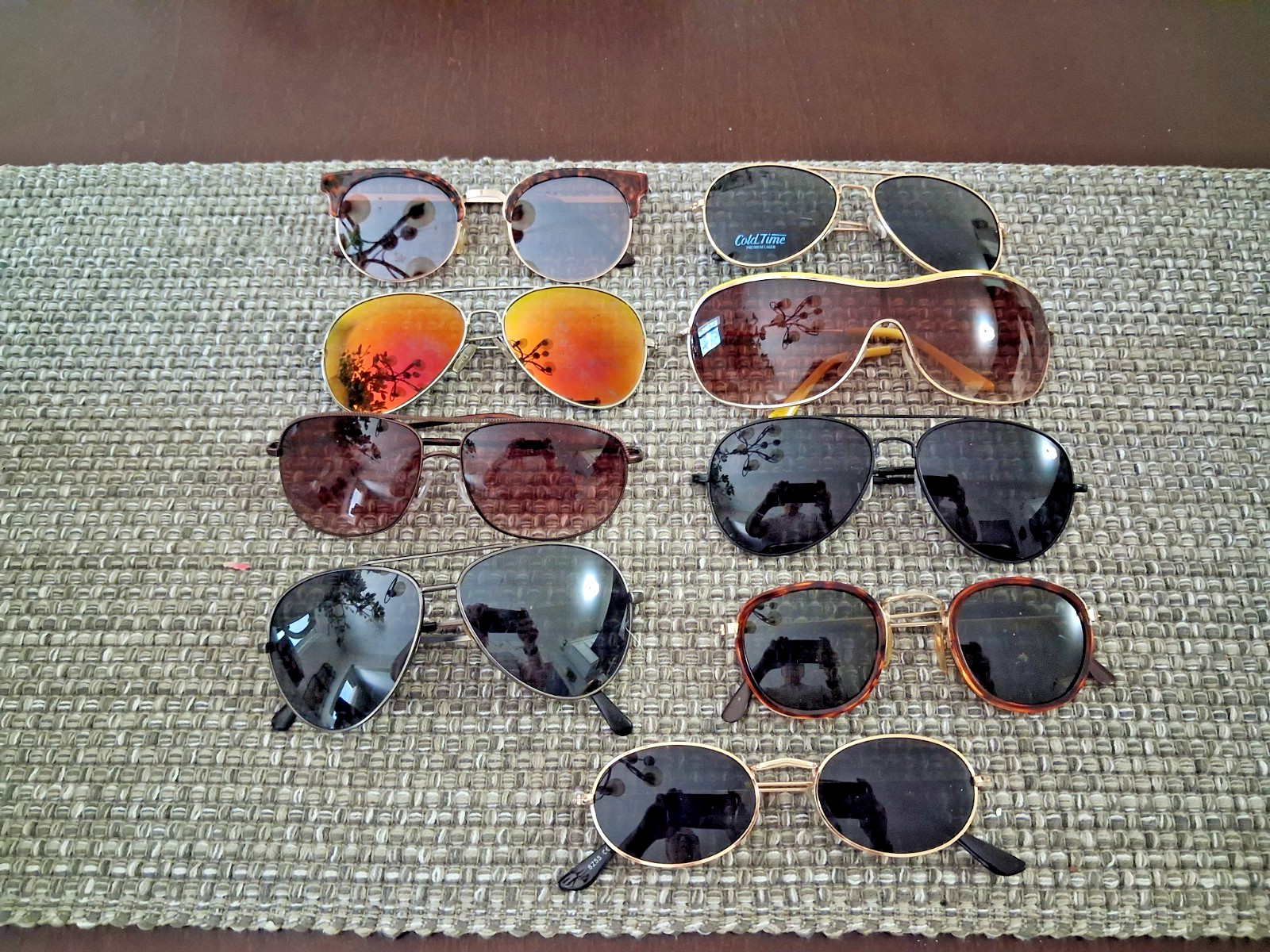 Lot 9 Pair of Assorted Wire-Rimmed Sunglasses Adult Unisex