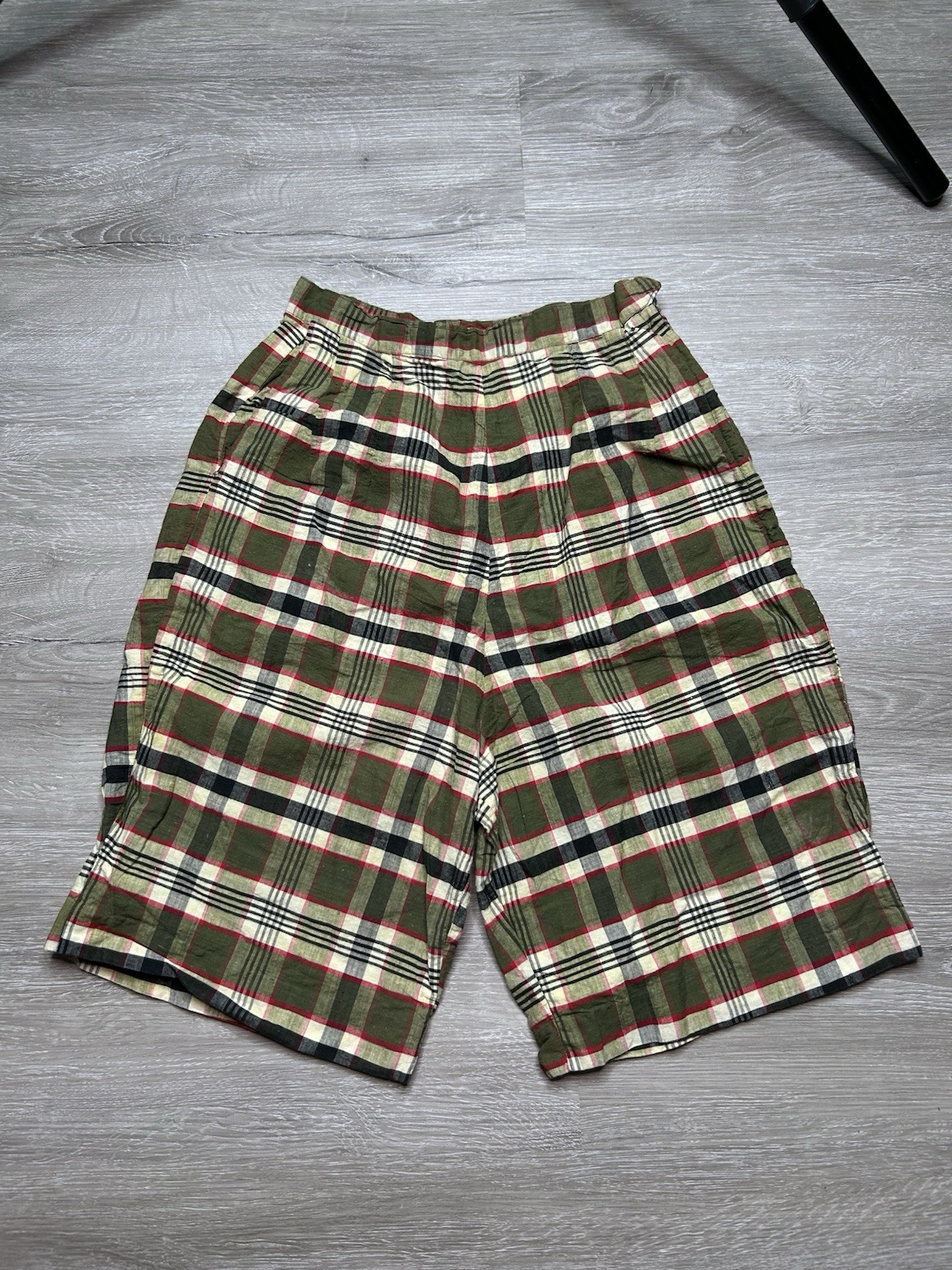 Vintage 50s 60s Plaid Flat Front Shorts Womens Preppy Academia MCM