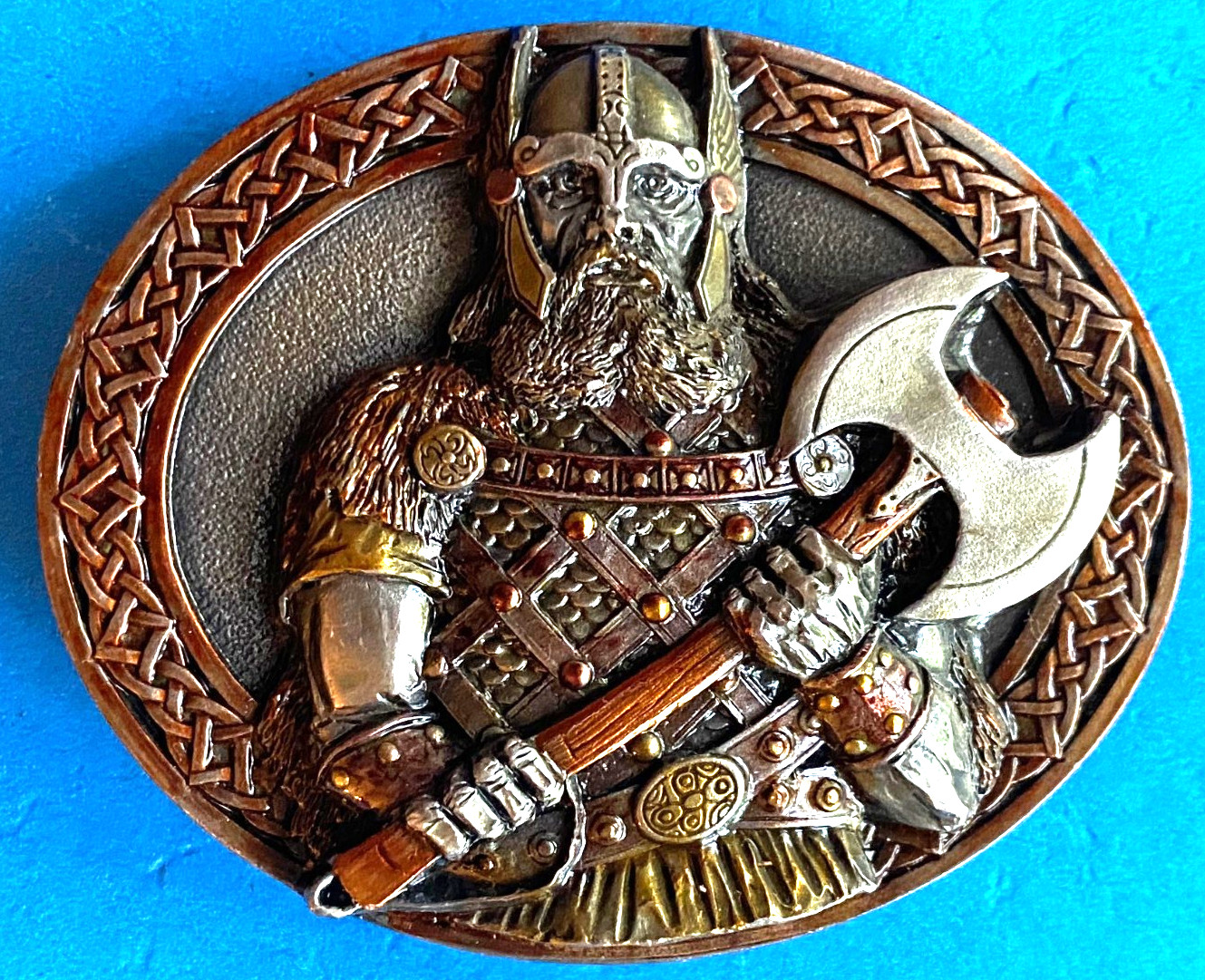 RARE VIKING WARRIOR NORSEMAN VALHALLA BELT BUCKLE – – ALSO SEE MY BOOK LISTINGS