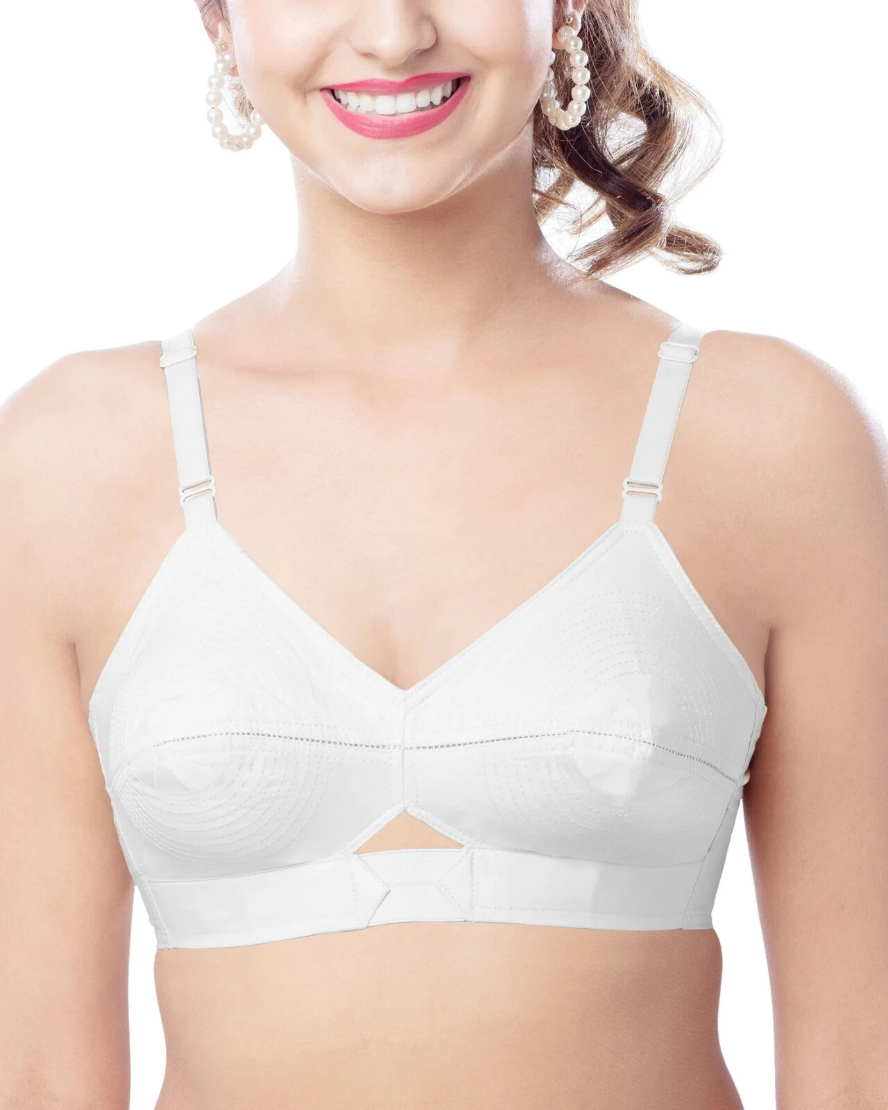 Padded Bullet Bra Organic Cotton – Vintage Retro Bra (Plus Size Available) White