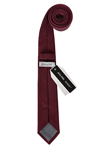 Men’s Skinny Tie 2.56″ Cotton Linen Necktie Perfect for Formal and Merlot