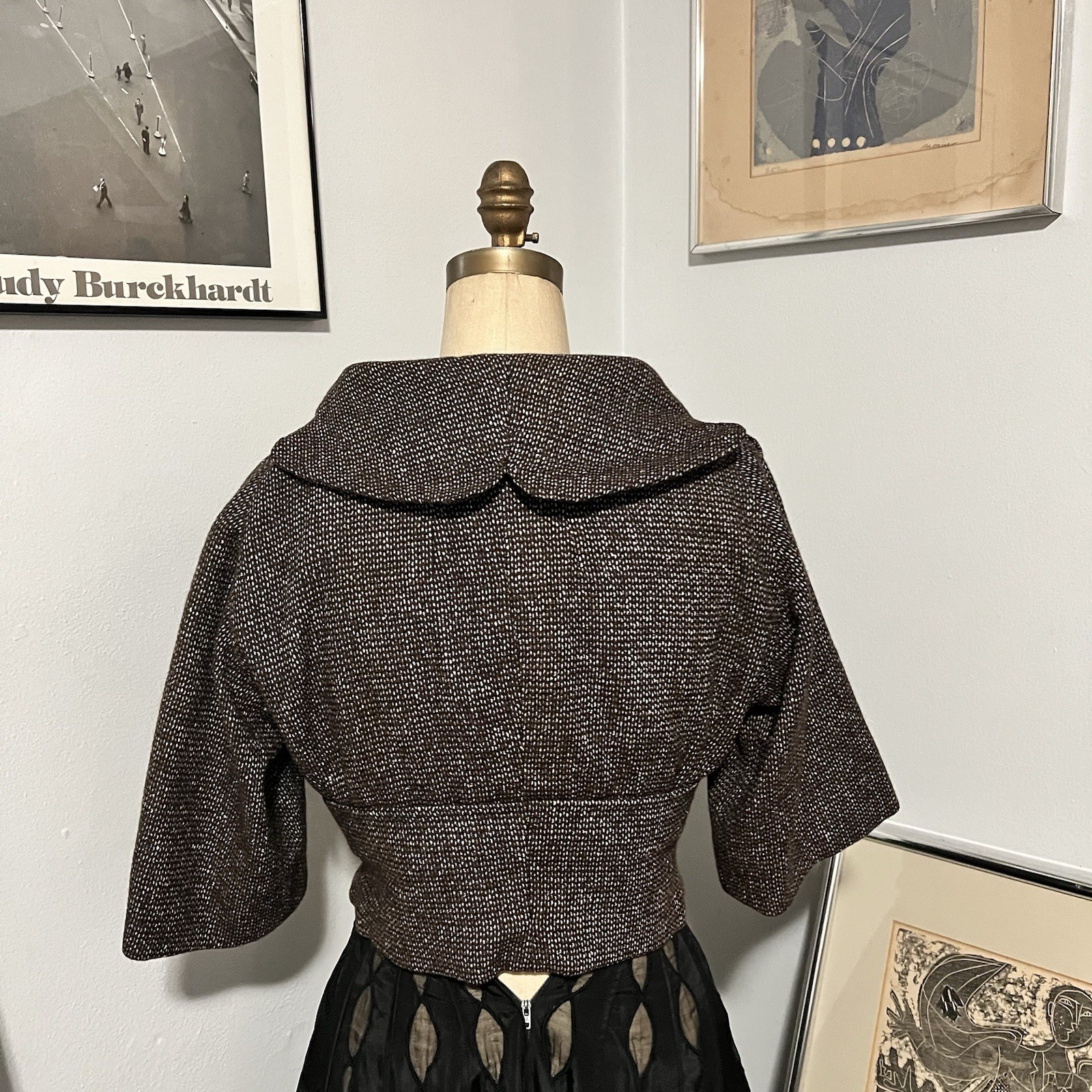 1950s Christian Dior New York New Look Brown Wool Rare Vintage Antique Jacket