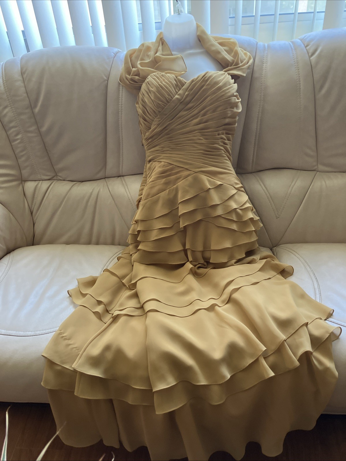 Beatiful Evening Dress With Elegant Small Purse,long Scarf ,showlder Cover