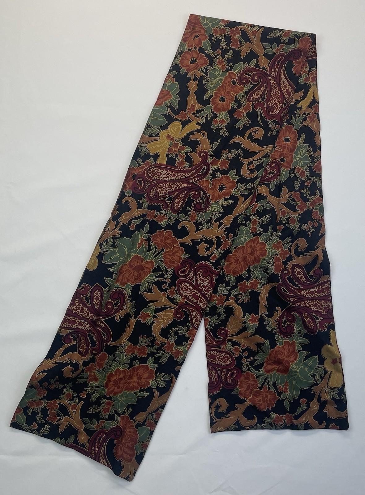 Vintage 1940s Scarf Paisley Floral 8×53”