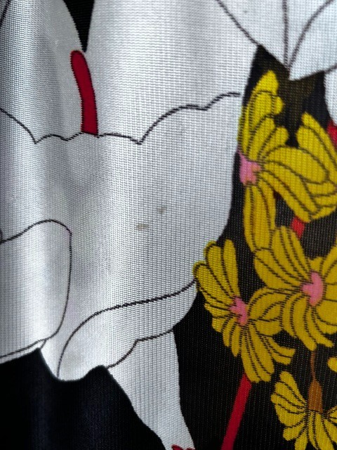 Vtg 60s 70s Fit Flare Dress Sz 14 Velvet Black Empire V Neck Brilliant Floral