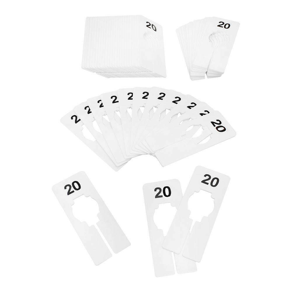 10 PC 2″ x 5″ Clothing Rack Size 20 Dividers Hangers White Plastic Rectangular