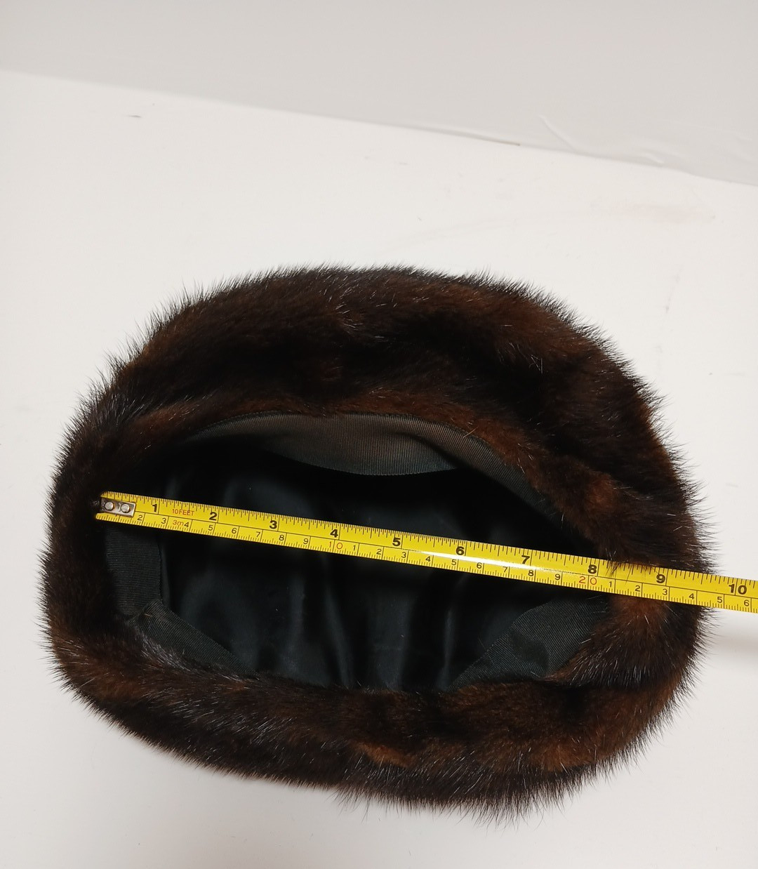 Vtg 1960s Fashions By Winter NY Dark Brown Mink Fur Beret Hat Size 22-23 Circumf