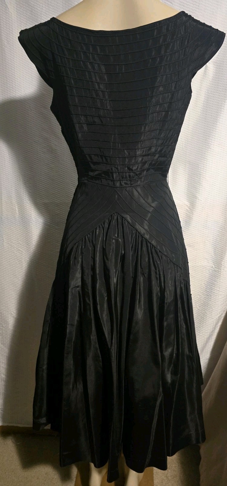 Vtg 1950’S Kasper Of Arnold Fox Black Taffeta Designer Dress MCM Size S/M