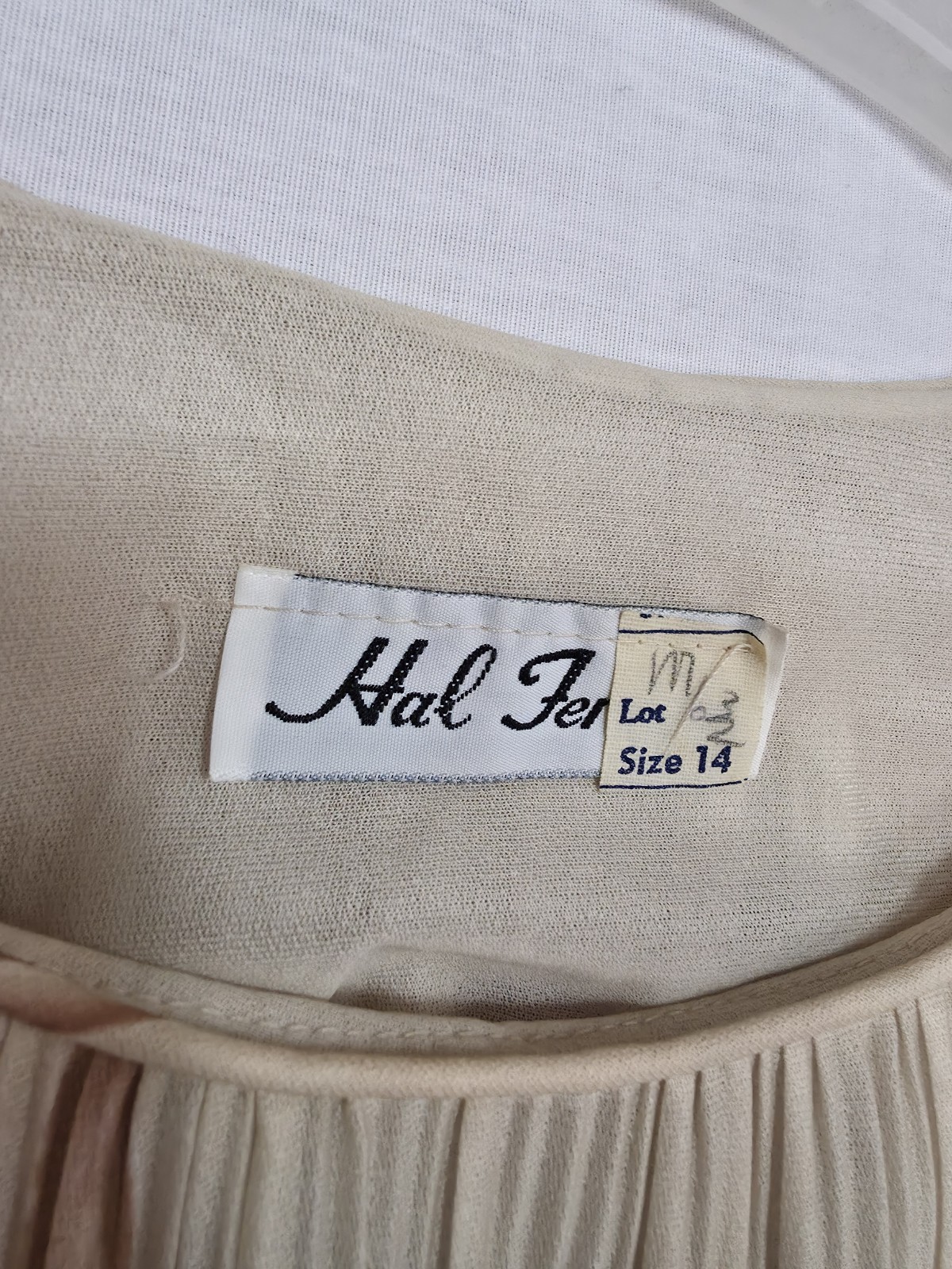 ’70s Union USA Hal Ferman Midi Dress Ivory Floral Micro Pleated Sheer Chiffon