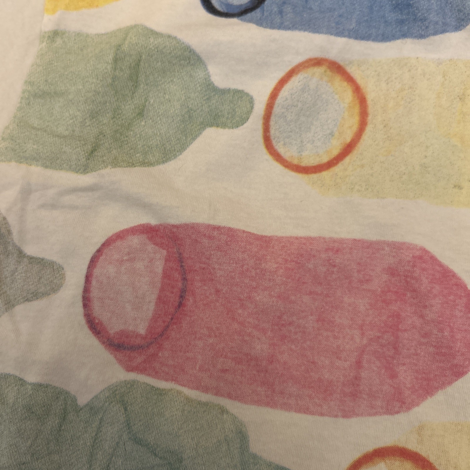 Vintage 90s United Colors of Benetton t shirt safe sex multicolored condoms medi