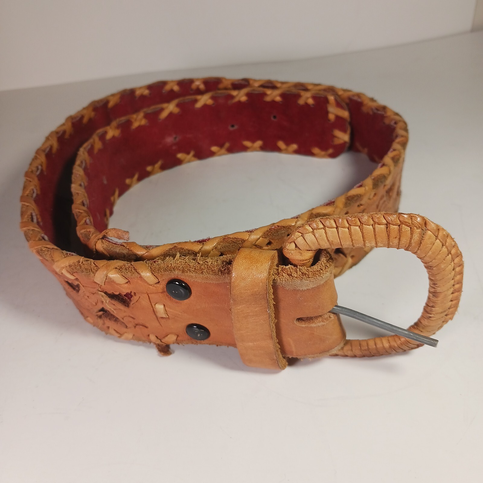 Hand Tooled Brown Leather Eagle Belt 40 Inches Western Cowboy Cowgirl Style Vtg