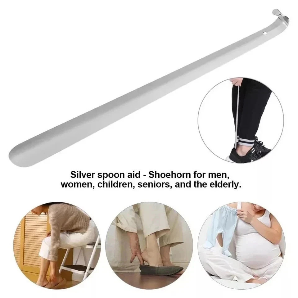 22in Extra Long Handle Shoe Horn Stainless Steel Metal Shoes Remover Shoehorn US
