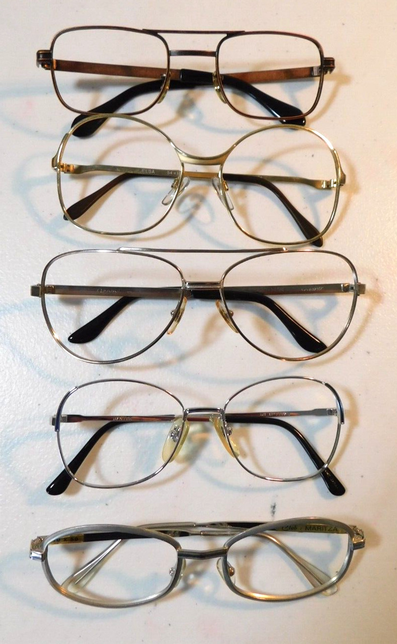 Vintage 5 Pc. Lot Assorted Grab Bag Metal Eyeglass Frame Lot New Old Stock #249b