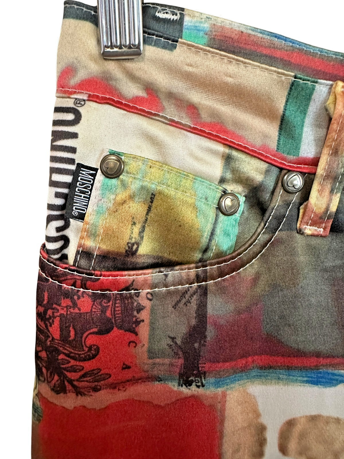 Vintage Moschino Jeans Mona Lisa Art Pants 90s Size 29 Rare