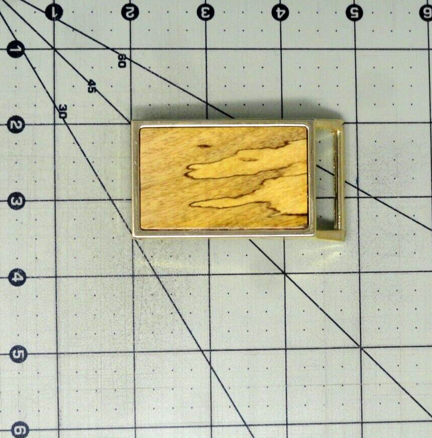 Exotic Wood Inlay Dress Belt Buckle Business Casual Professional Vtg .SHY473