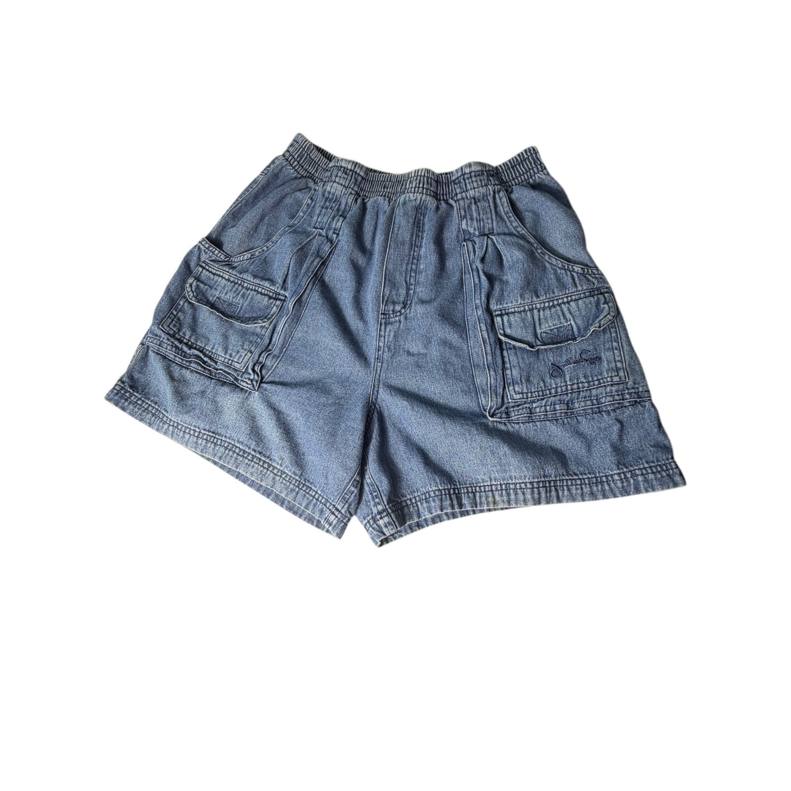 Vintage 90s Jonathan Logan Denim Cargo Shorts Size M Unisex Blue Utility Jorts