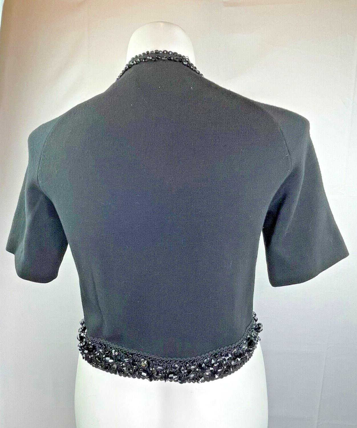 60’s Kimberly 100% Wool Cropped Beaded Button Front Sweater Cardigan Jacket 12