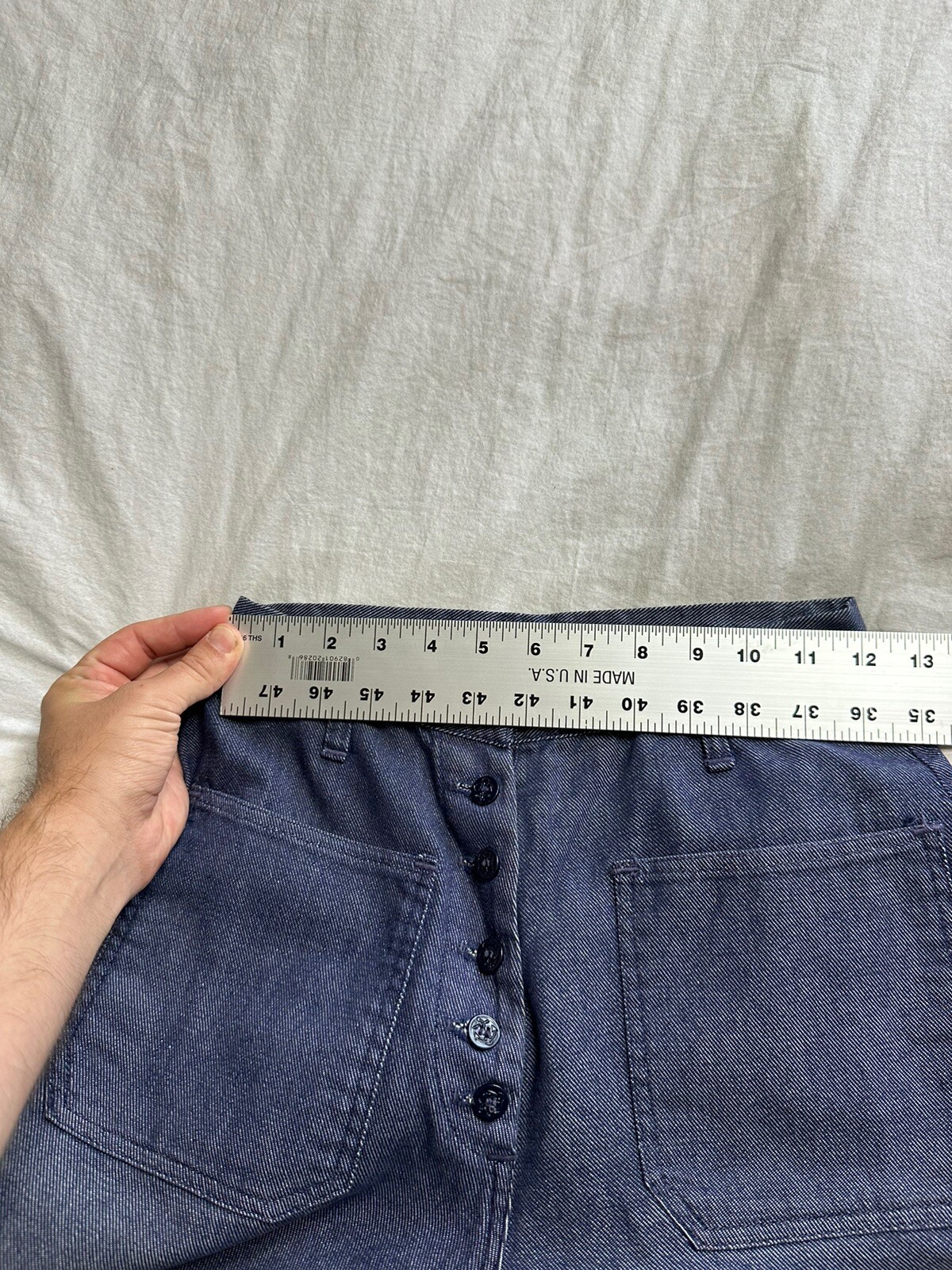 Vintage US Navy Flared Bell Bottoms Pants Denim 24X26 70s 1970s Button Fly