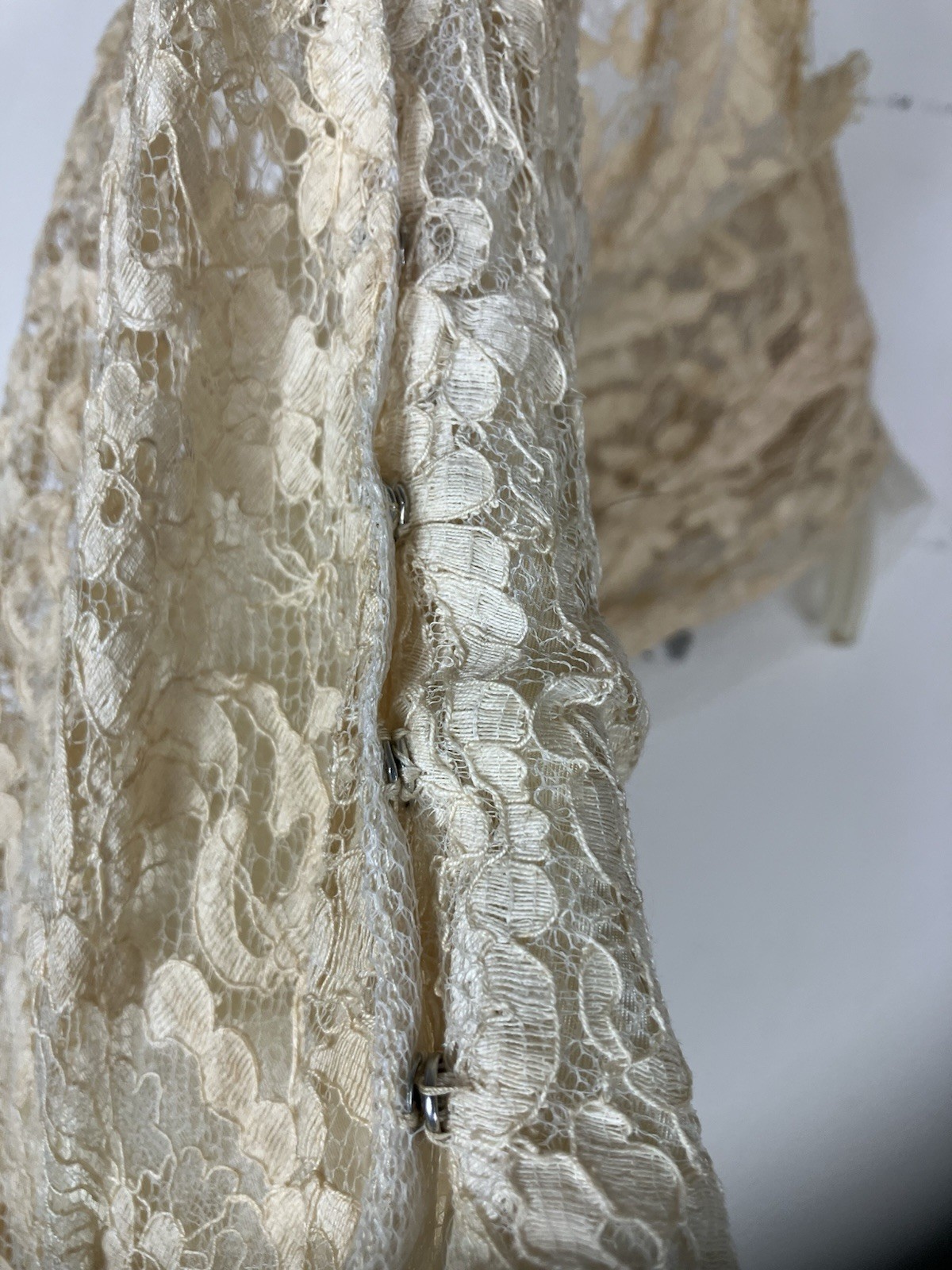 Vintage 1950s Ivory Lace Tulle Wedding Dress Gown Small