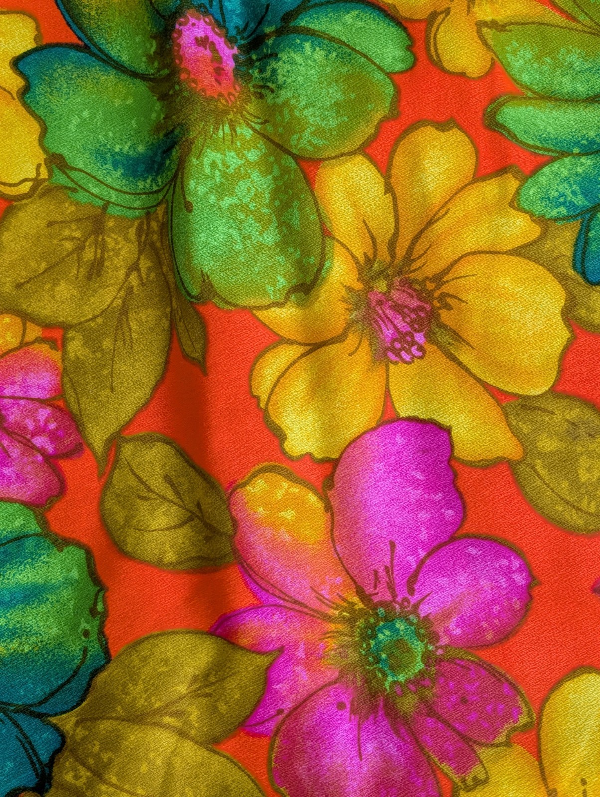 Vtg McInerny By Sydney Hawaiian Dress MuuMuu Maxi Midi Barkcloth Sz XS Day Glo
