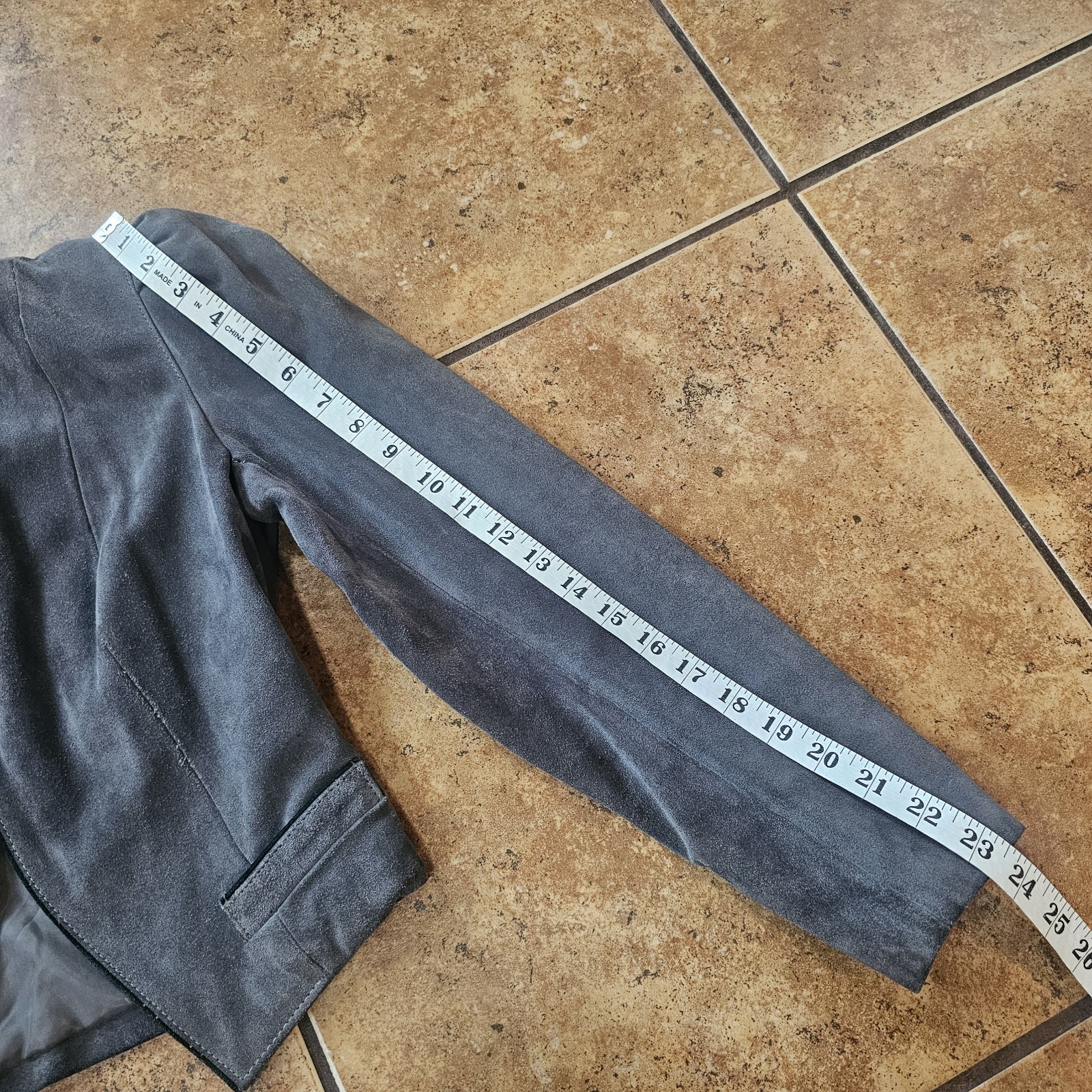 Vintage Split End Leather Jacket Cropped 80s Glam Rock Womens 3/4 Charcoal Grey