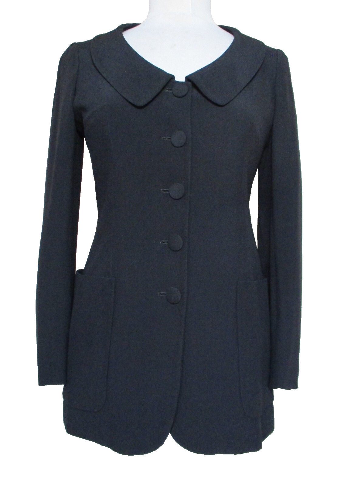Vintage 90s Moschino Couture Black Jacket Size 6 Women Long Blazer FItted