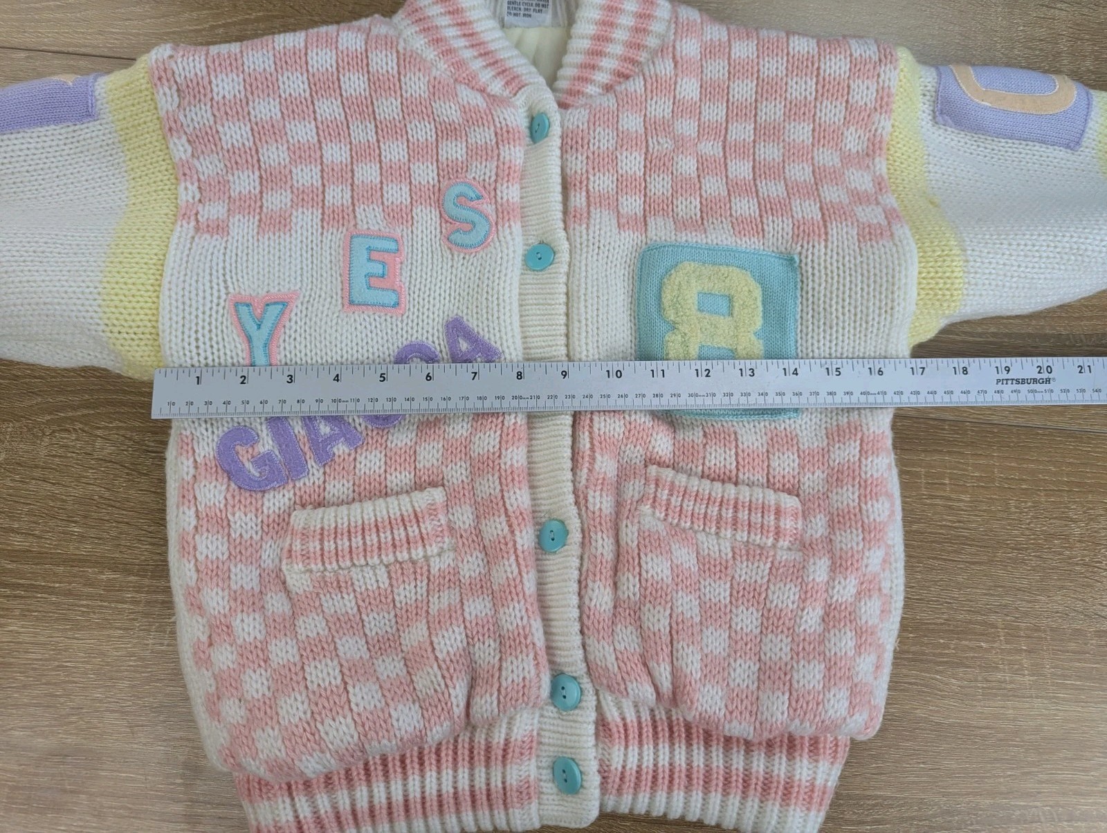 Vintage Giacca Yes Chunky Knit Cardigan Sweater 80s 90s Kids Size 6