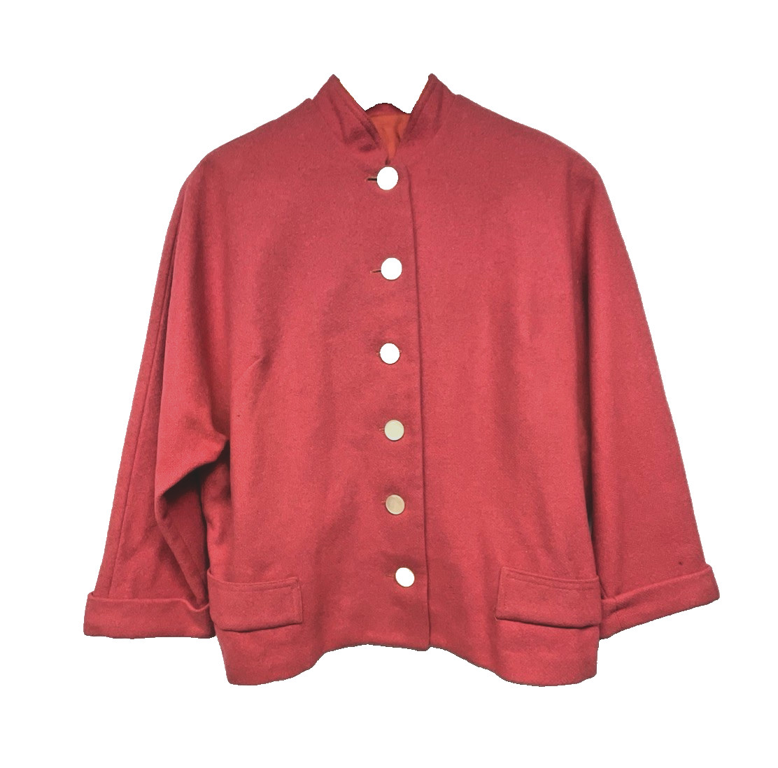 1960s Vintage Raspberry Pearl Button Jacket Raglan 3/4 Sleeve Large – X-Large