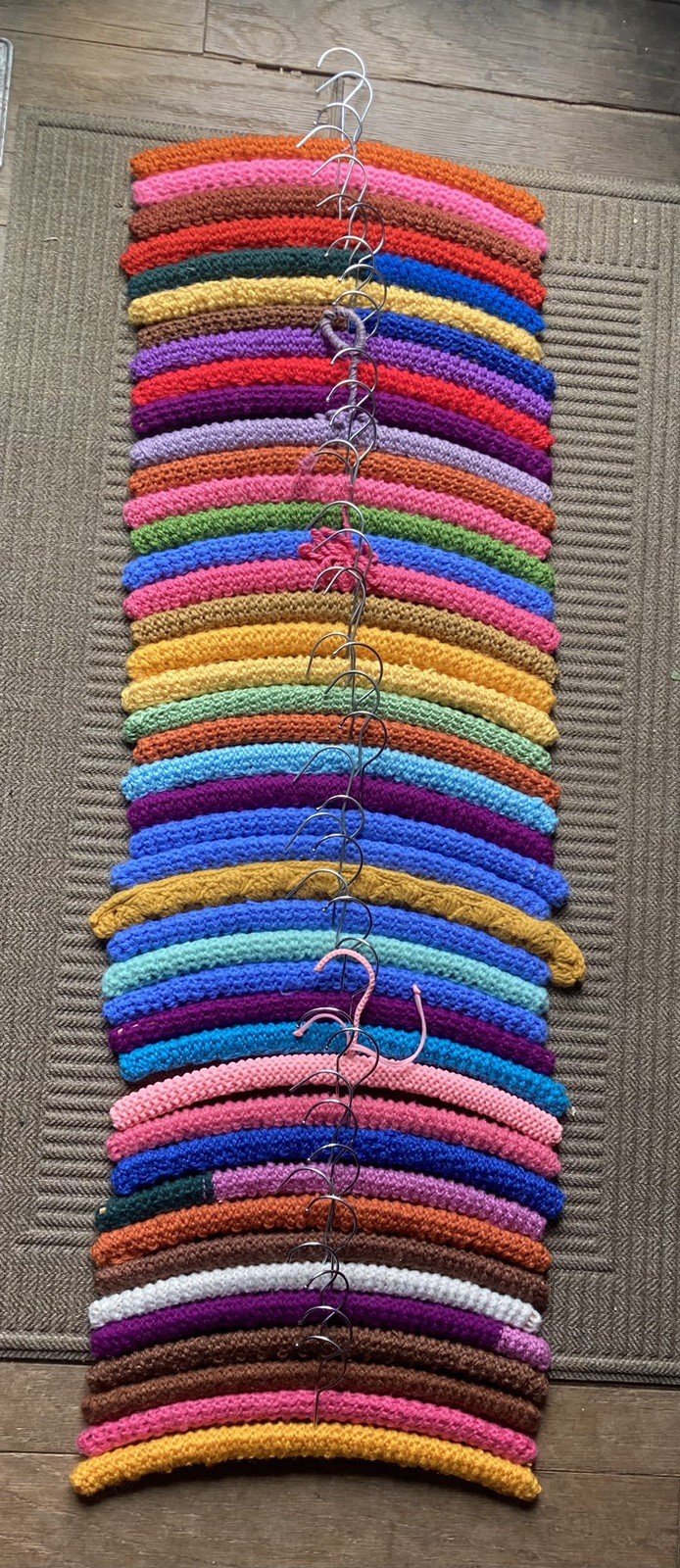 Vintage Crochet Covered Wooden Hangers Lot of 43 Assorted Colors Granny Core MCM