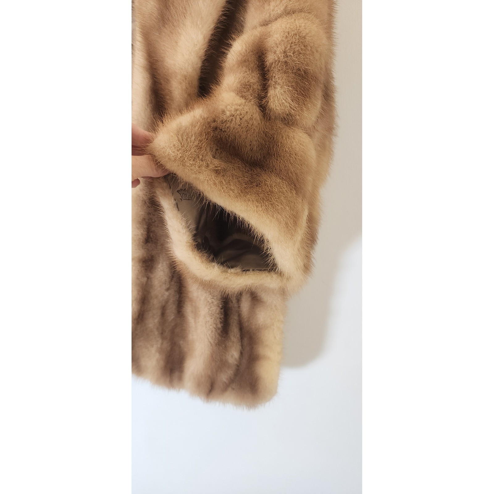 VTG Burdine’s of Florida Mink Fur Stole Jacket Brown Cuffed Sleeve Shawl Coat