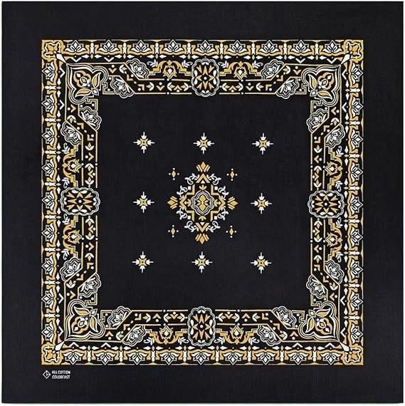 4-pack 100% Cotton Bandana Set, Vintage Graphic Print, 22×22 Inches