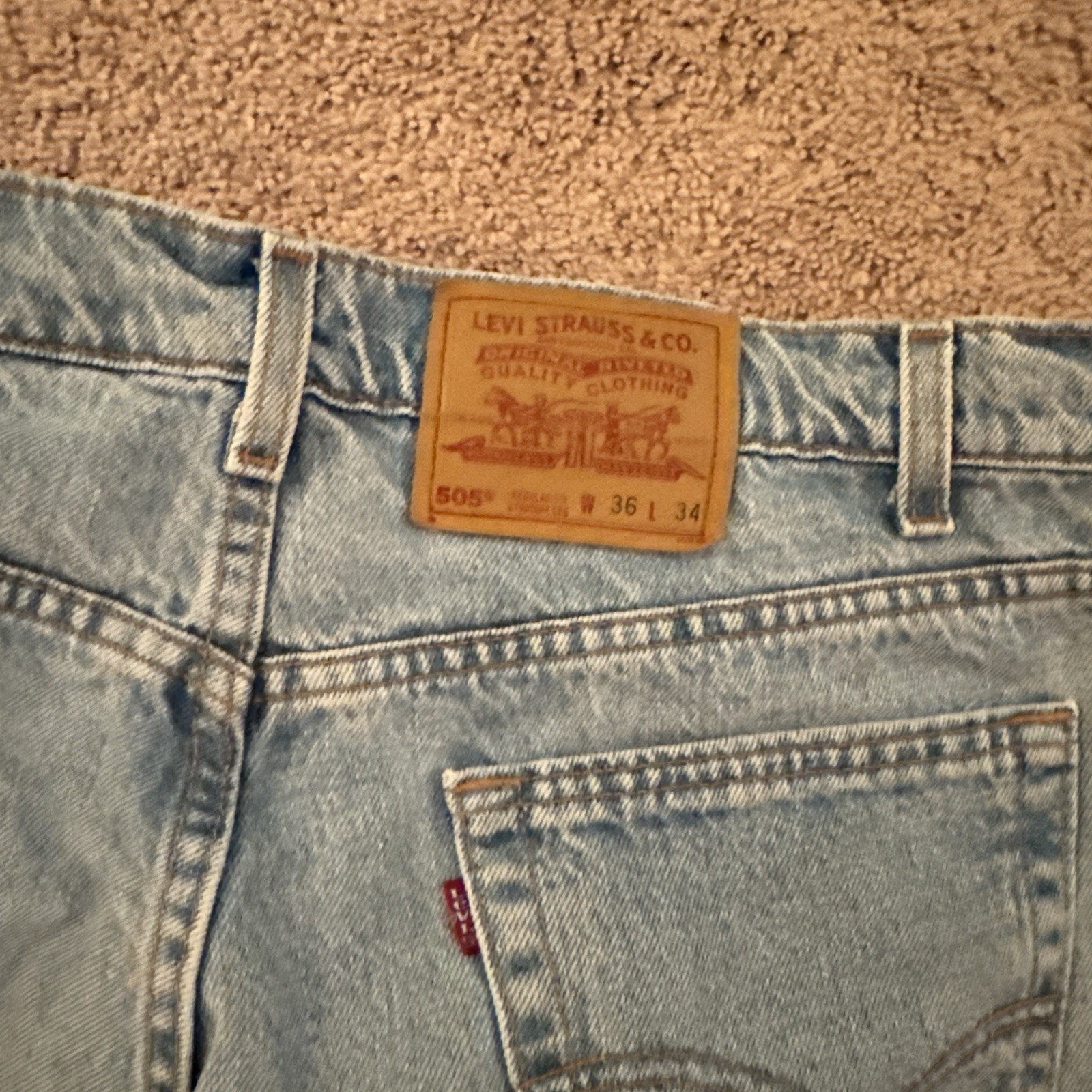 Vintage Levis 505 Made in USA Red Tab Jeans 35×34 (Tagged 36×34) 90s Retro Denim