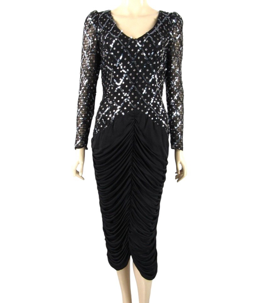 NWT $160 Vintage 80s New Leaf by Samir Cocktail Sequins Disco Dress Size 11/12