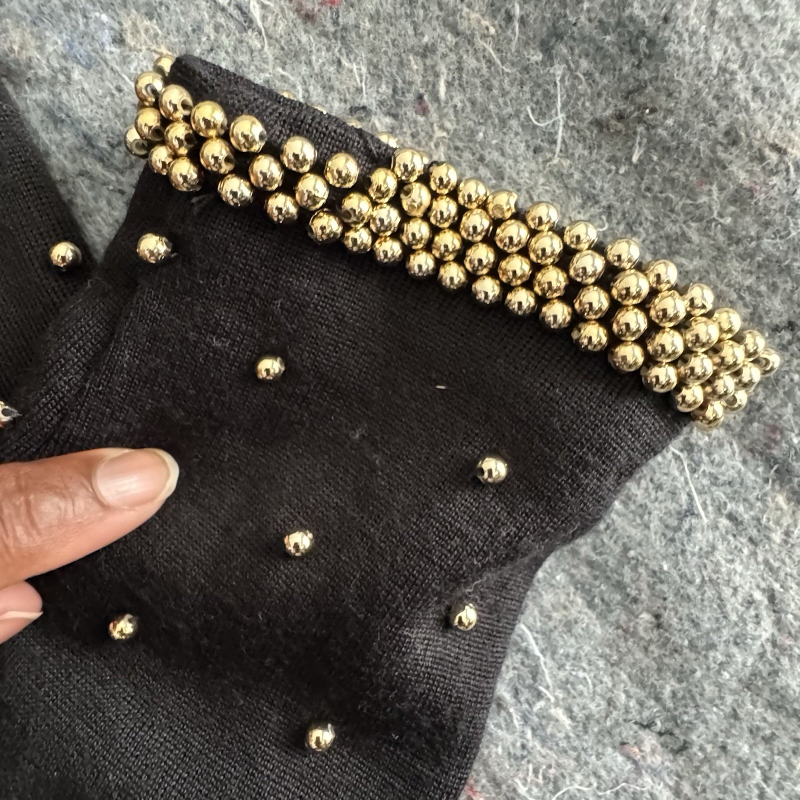 Vintage ST AL 14 Beaded Dress Black Gold Studded Cocktail Party 80s 90s