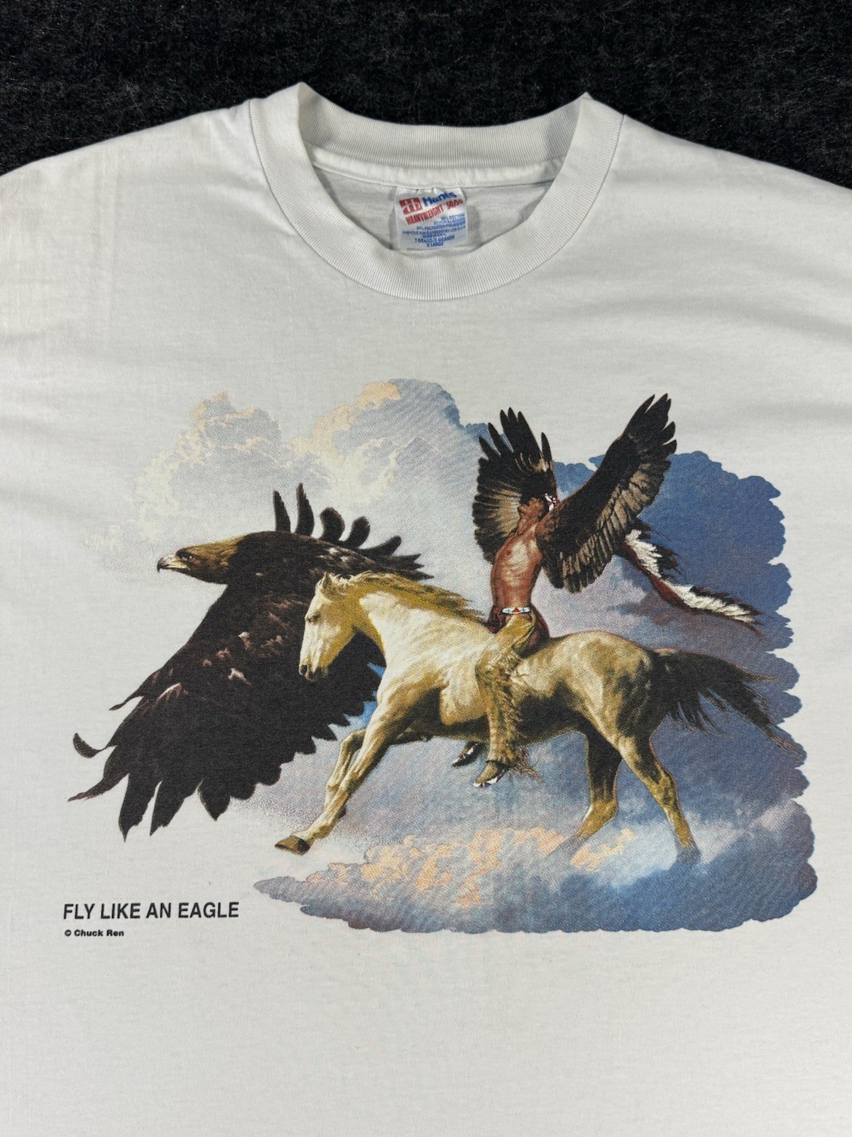 RARE VTG 90s Chuck Ren Fly Like An Eagle XL T-Shirt Single Stitch Made in USA