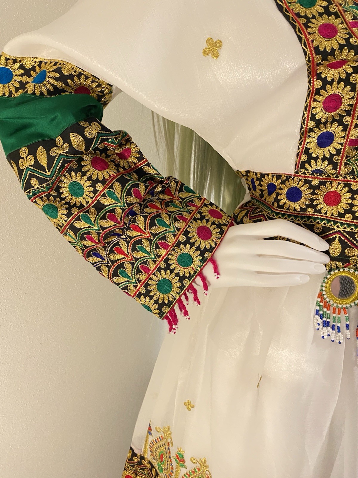 Spectacular Vintage Heavily Embroidered , Beaded And Mirrored Dress C1970’s